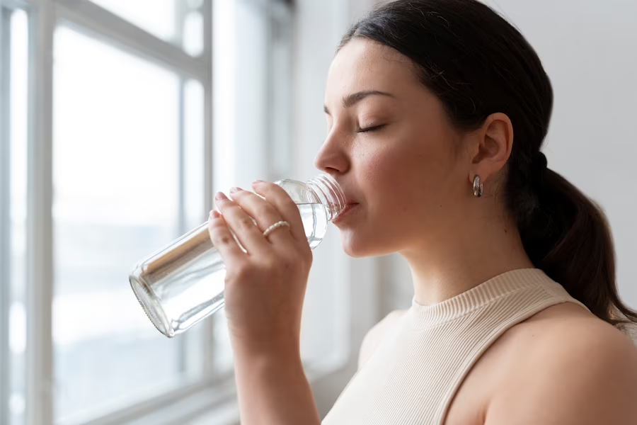 woman drinking water