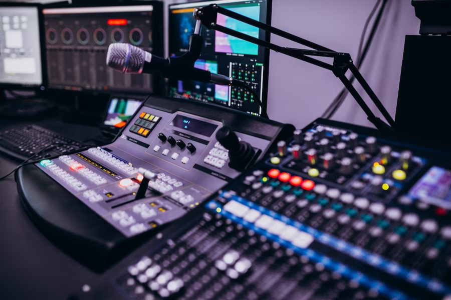 Music recording room showing tools