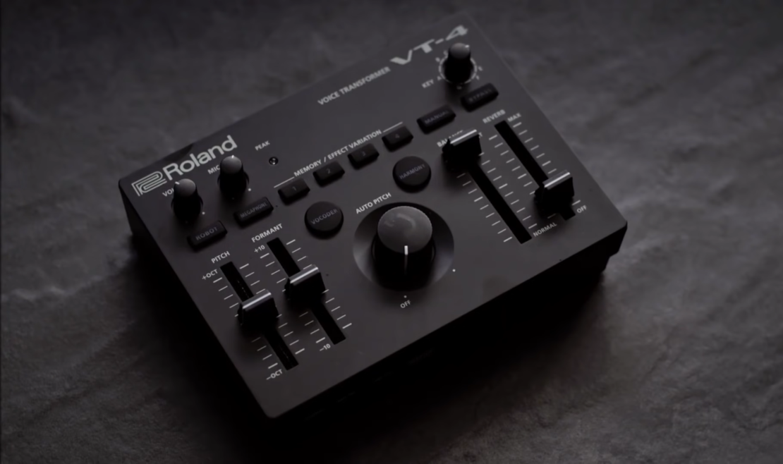 black vocal processor Roland on black background